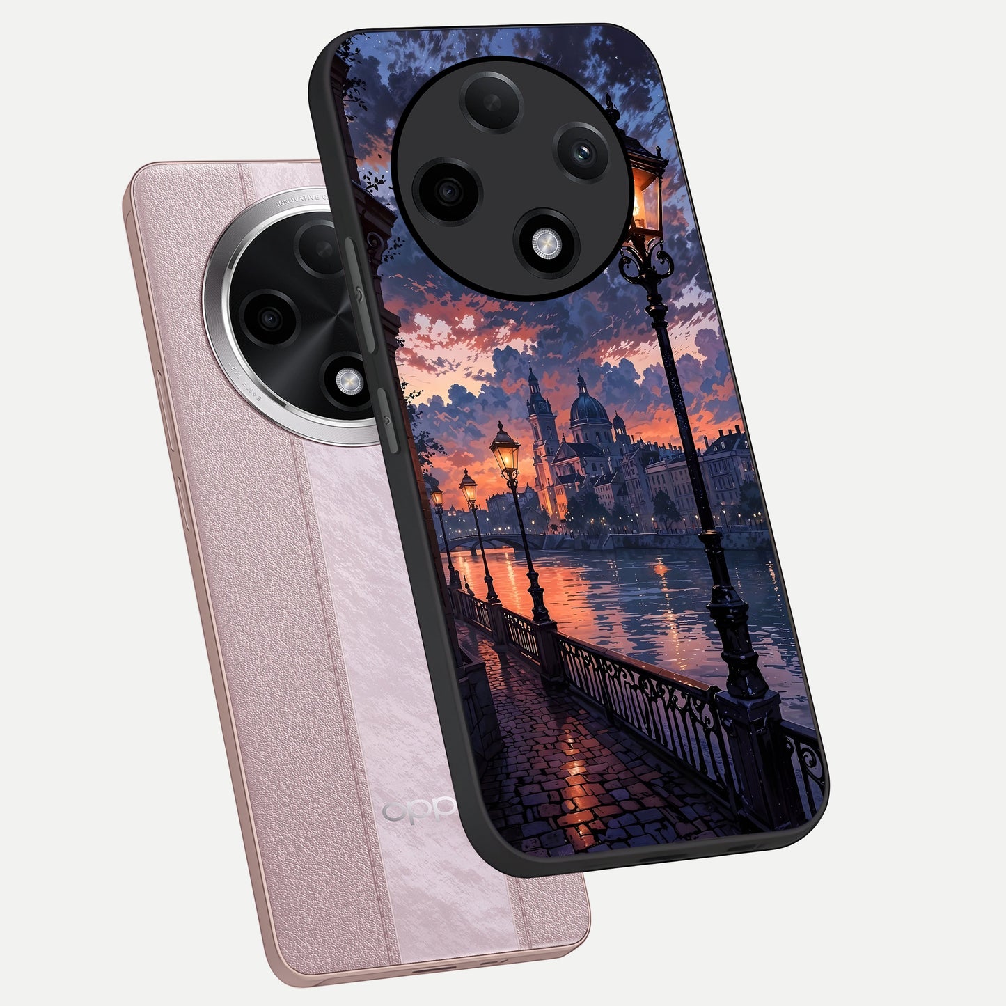  Twilight River Lights phone case For Oppo F27 Pro Plus showing premium glass back cover with detailed artwork