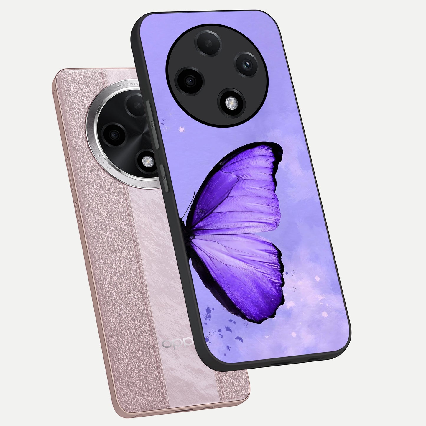  Violet Dream Wing phone case For Oppo F27 Pro Plus showing premium glass back cover with detailed artwork