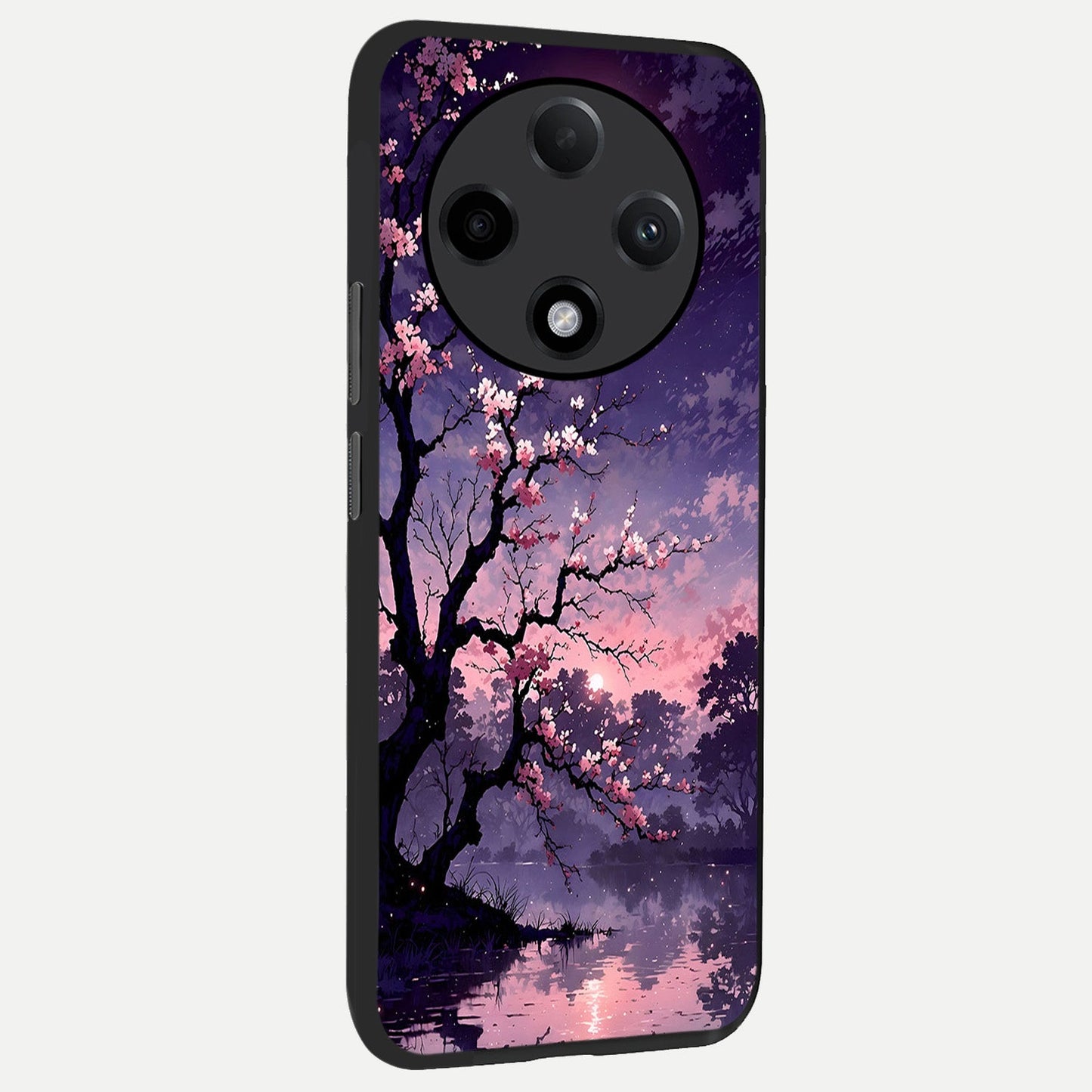  Blossom Pink Moon back cover For Oppo F27 Pro Plus slim fit glass case with vibrant aesthetic design