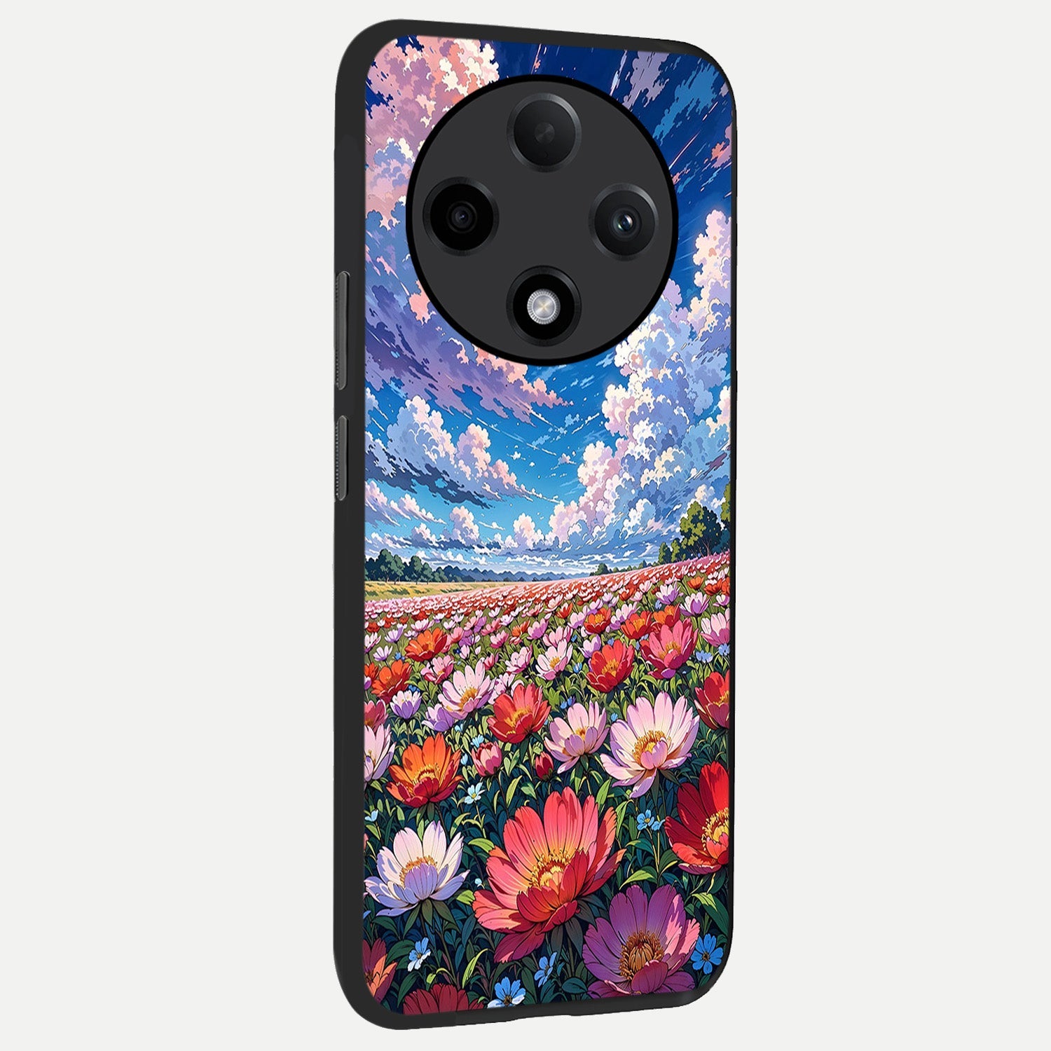  Blossom Sky Field back cover For Oppo F27 Pro Plus slim fit glass case with vibrant aesthetic design
