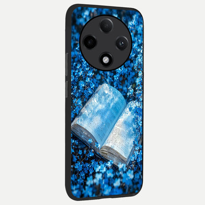  Blue Bloom Tales back cover For Oppo F27 Pro Plus slim fit glass case with vibrant aesthetic design