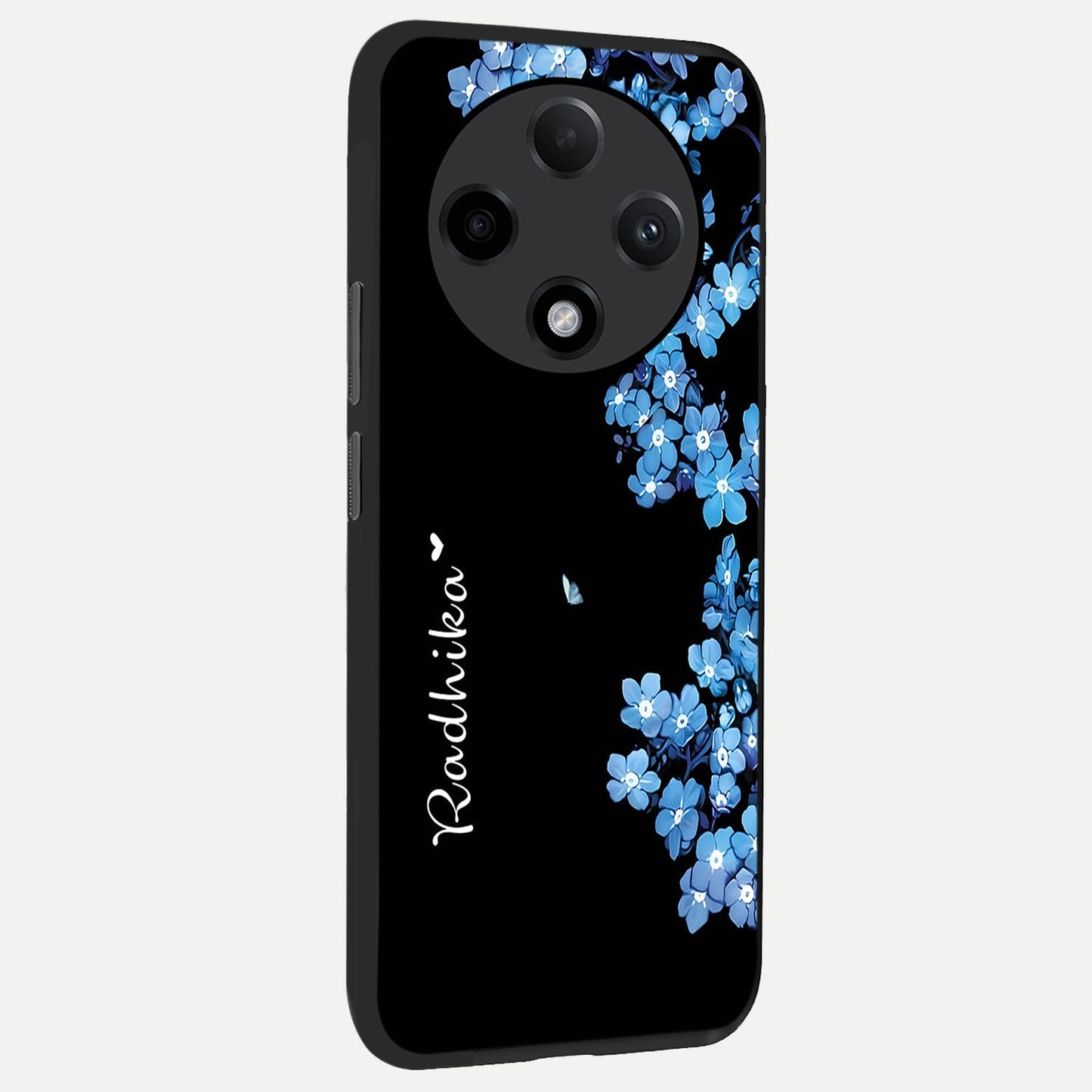  Blue Petal Dream Custom Name back cover For Oppo F27 Pro Plus slim fit glass case with vibrant aesthetic design