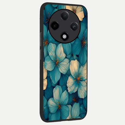  Blue Shade Floral back cover For Oppo F27 Pro Plus slim fit glass case with vibrant aesthetic design