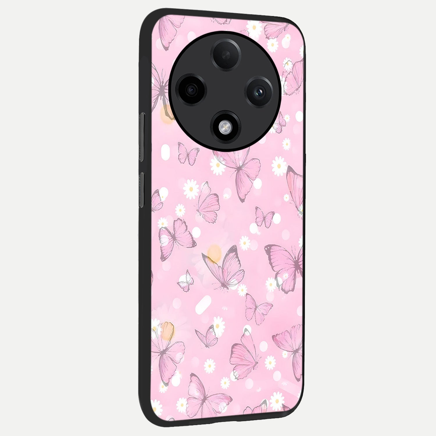  Blush Butterfly Garden back cover For Oppo F27 Pro Plus slim fit glass case with vibrant aesthetic design