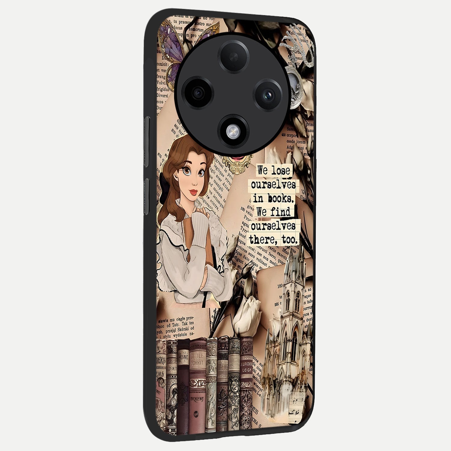  Bookish Dream World back cover For Oppo F27 Pro Plus slim fit glass case with vibrant aesthetic design