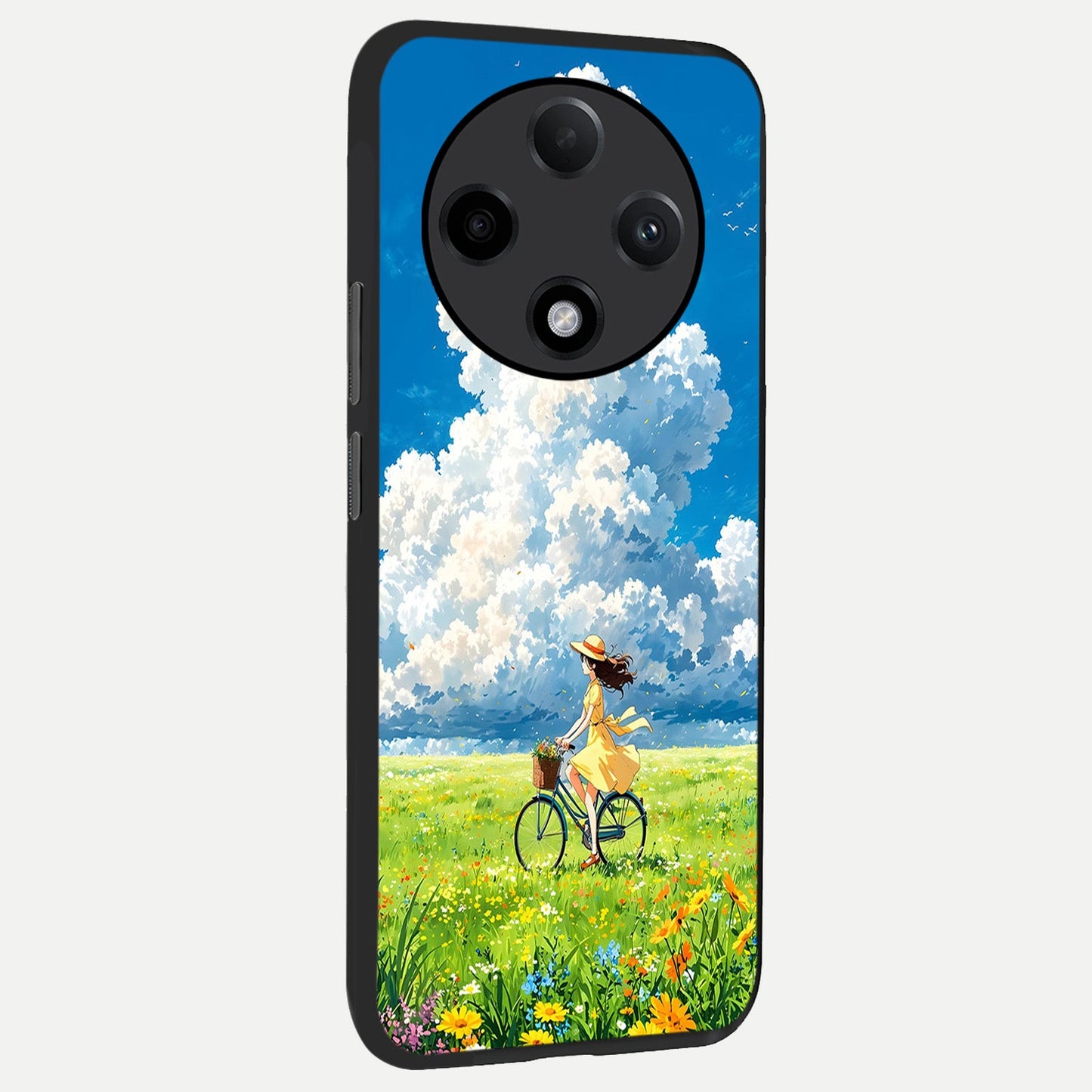  Breezy Meadow Ride back cover For Oppo F27 Pro Plus slim fit glass case with vibrant aesthetic design