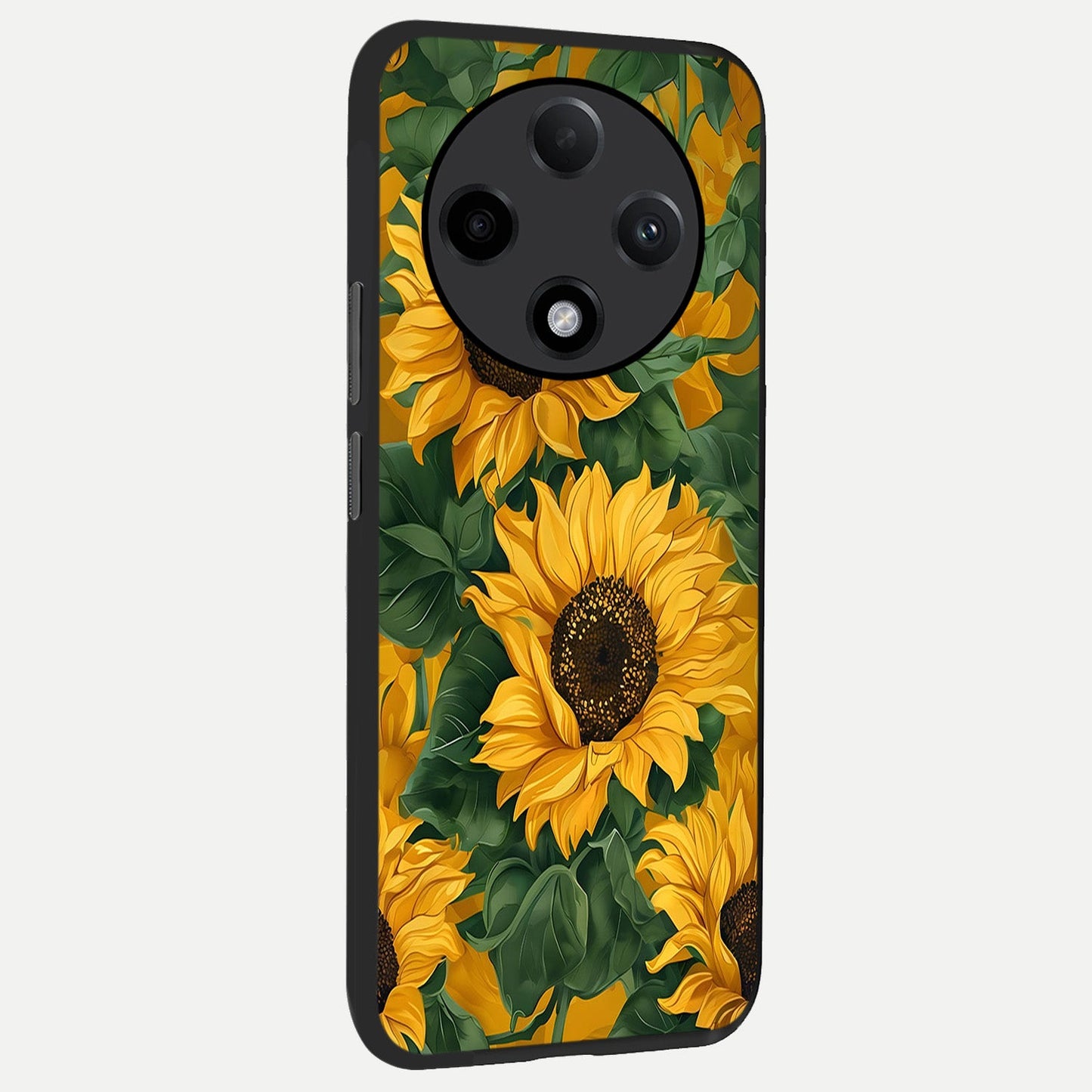  Bright Sunflower Bloom back cover For Oppo F27 Pro Plus slim fit glass case with vibrant aesthetic design