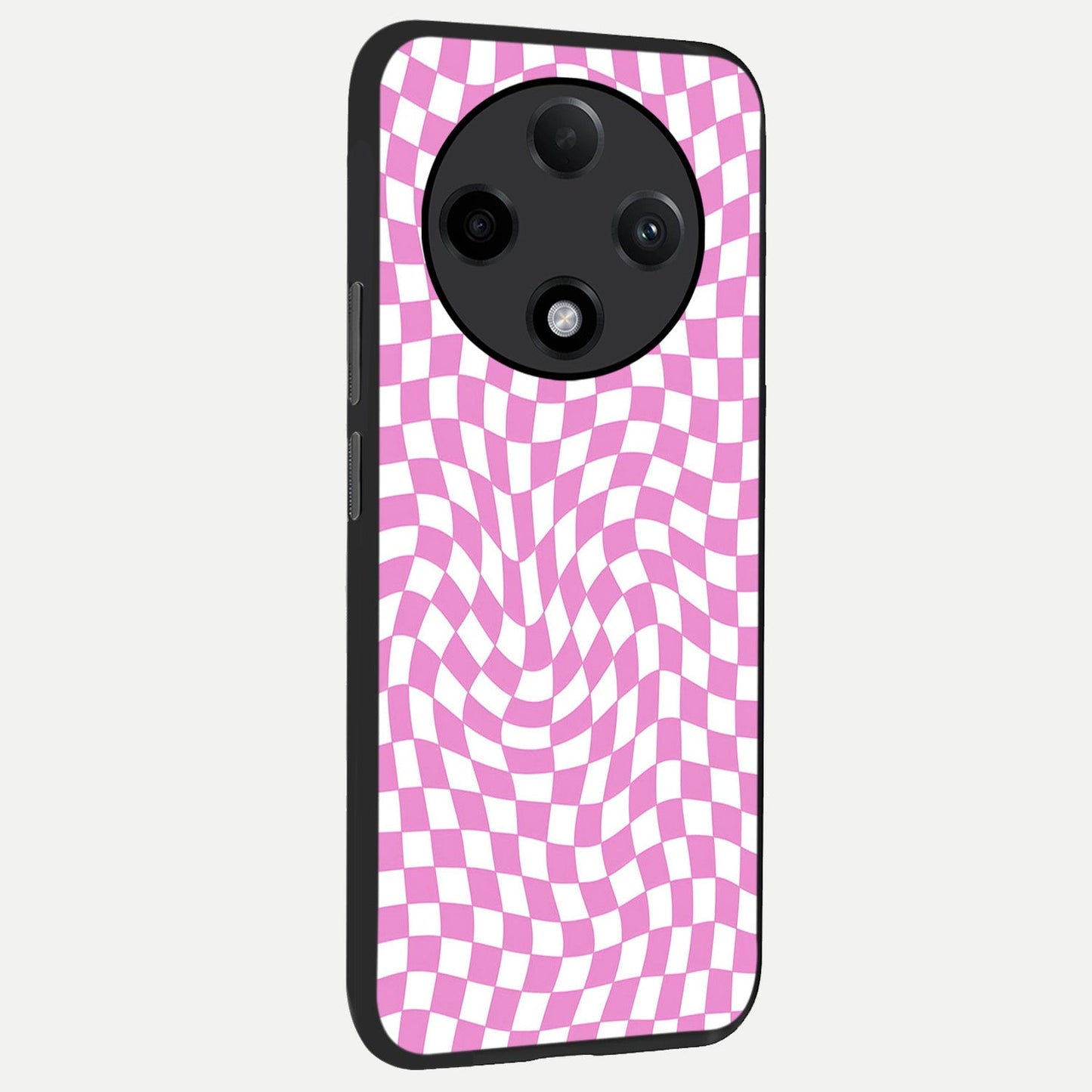 Bubblegum Check Wave back cover For Oppo F27 Pro Plus slim fit glass case with vibrant aesthetic design