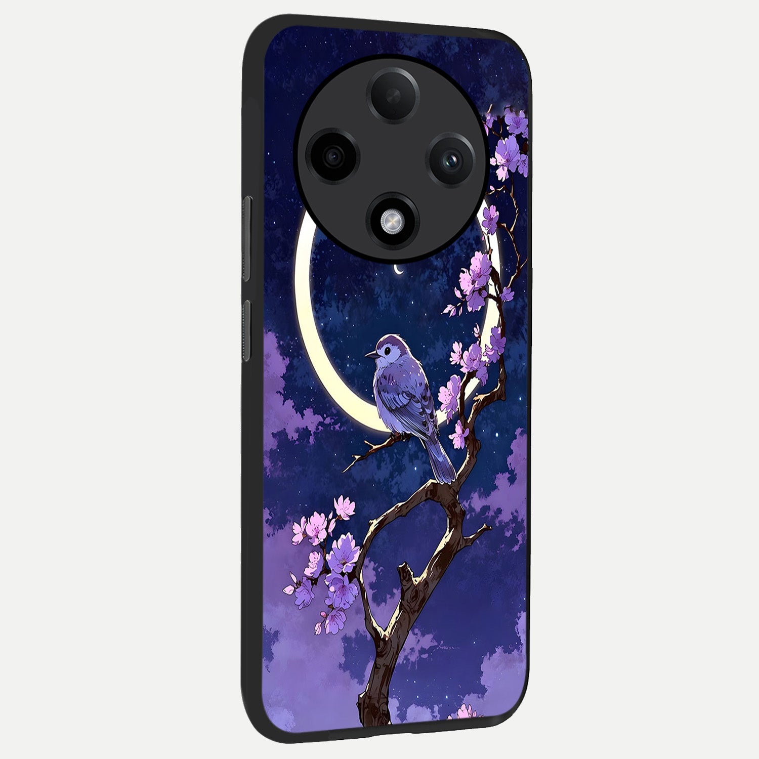  Celestial Bird Blossom back cover For Oppo F27 Pro Plus slim fit glass case with vibrant aesthetic design