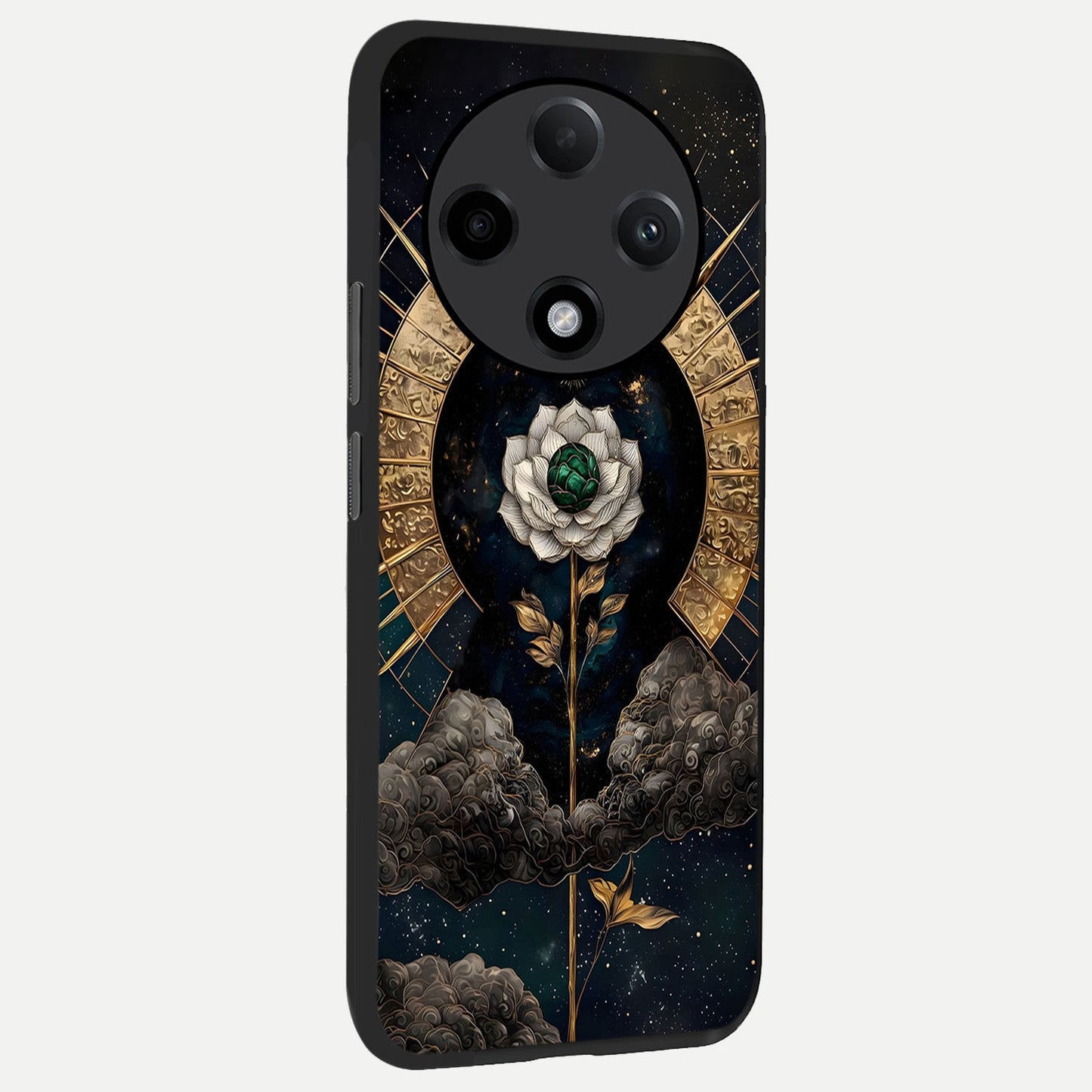 Celestial Lotus Morang back cover For Oppo F27 Pro Plus slim fit glass case with vibrant aesthetic design