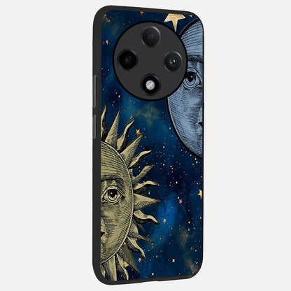  Celestial Moon With Sun back cover For Oppo F27 Pro Plus slim fit glass case with vibrant aesthetic design