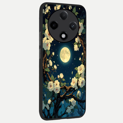  Celestial Moon And Flower back cover For Oppo F27 Pro Plus slim fit glass case with vibrant aesthetic design