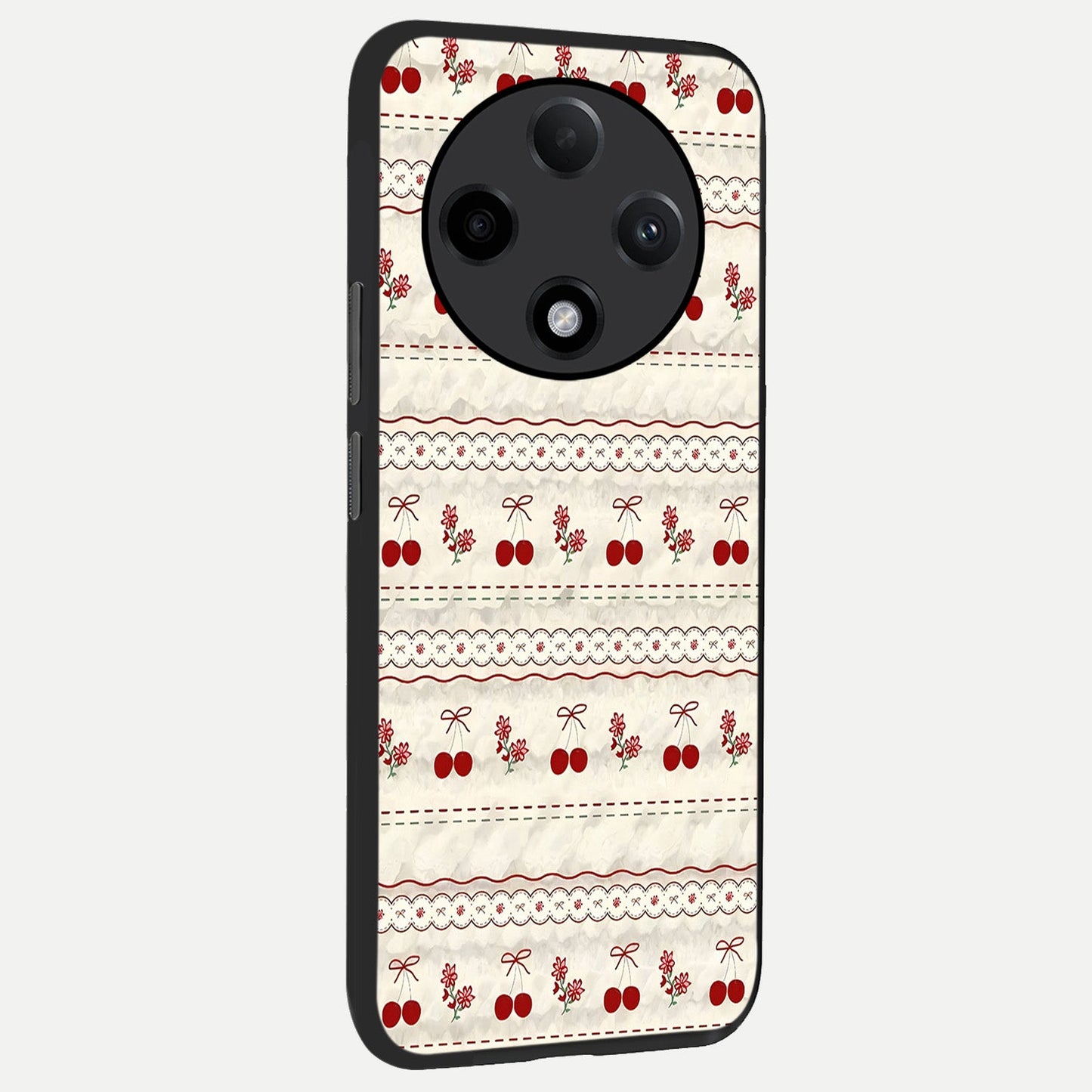  Cherry Bloom Charm back cover For Oppo F27 Pro Plus slim fit glass case with vibrant aesthetic design