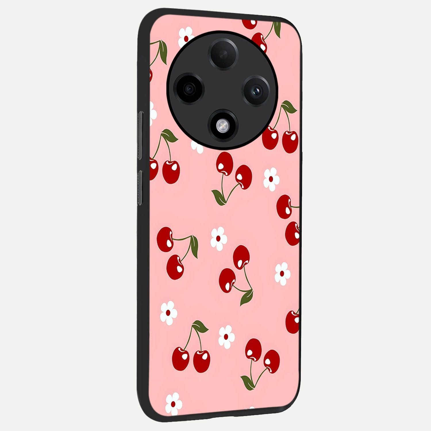  Cherry Love Mood back cover For Oppo F27 Pro Plus slim fit glass case with vibrant aesthetic design