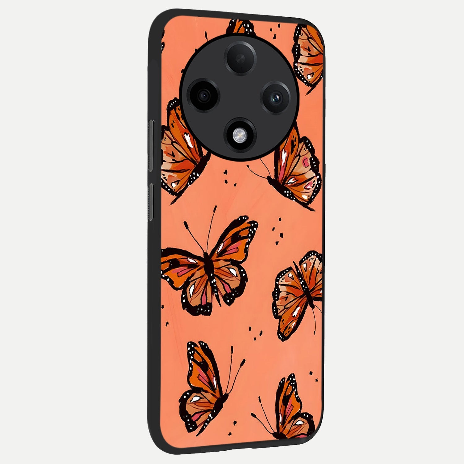 Coral Wing Butterfly back cover For Oppo F27 Pro Plus slim fit glass case with vibrant aesthetic design