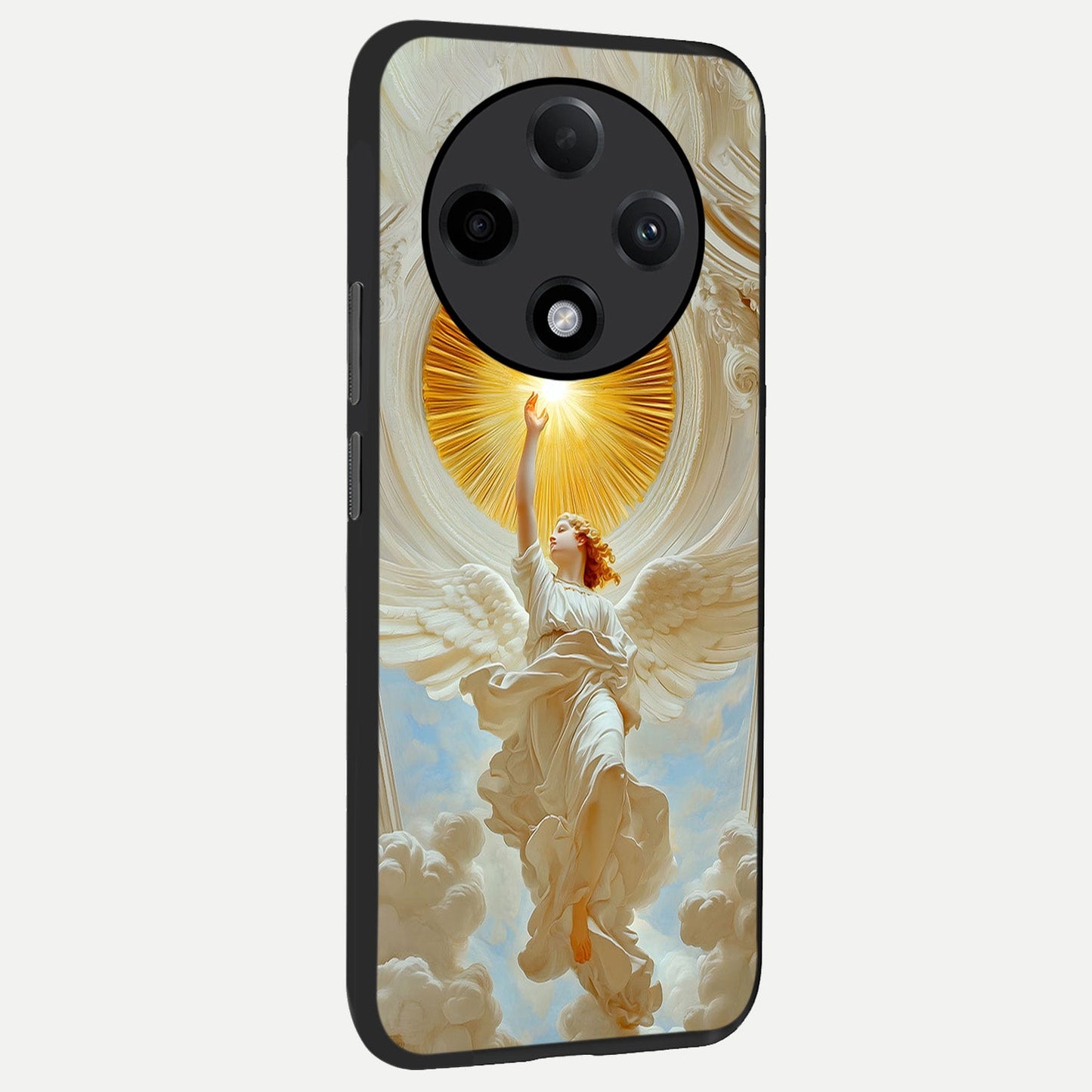 Divine Light Angel back cover For Oppo F27 Pro Plus slim fit glass case with vibrant aesthetic design