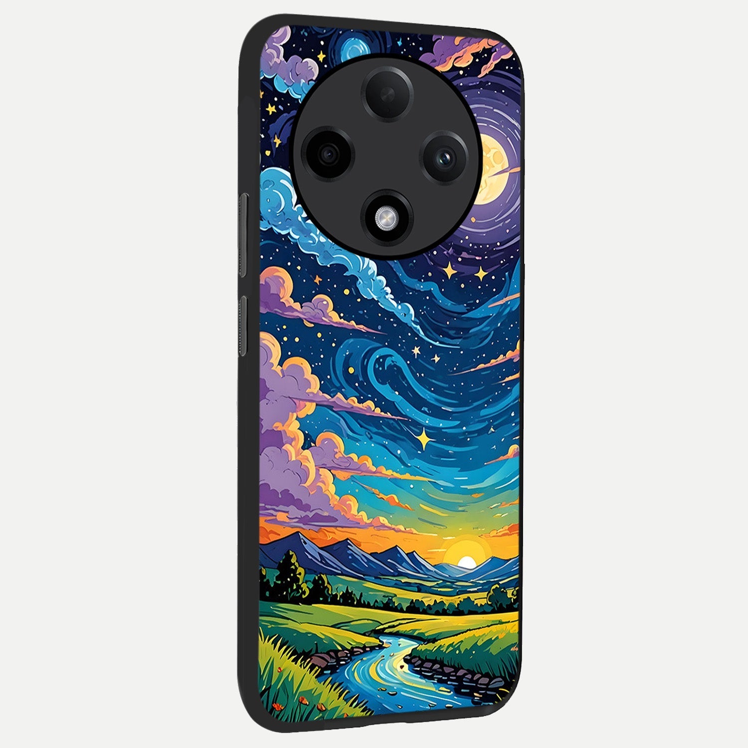 Dreamy Night Landscape back cover For Oppo F27 Pro Plus slim fit glass case with vibrant aesthetic design