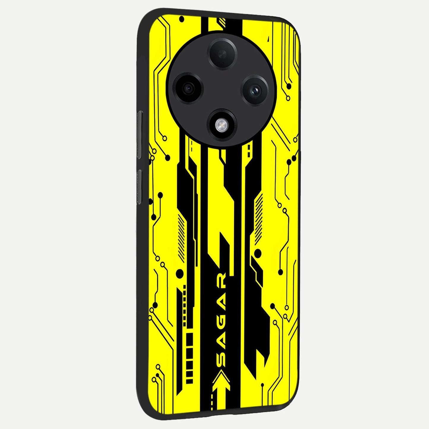  Electric Pulse CYBERPUNK Custom Name back cover For Oppo F27 Pro Plus slim fit glass case with vibrant aesthetic design