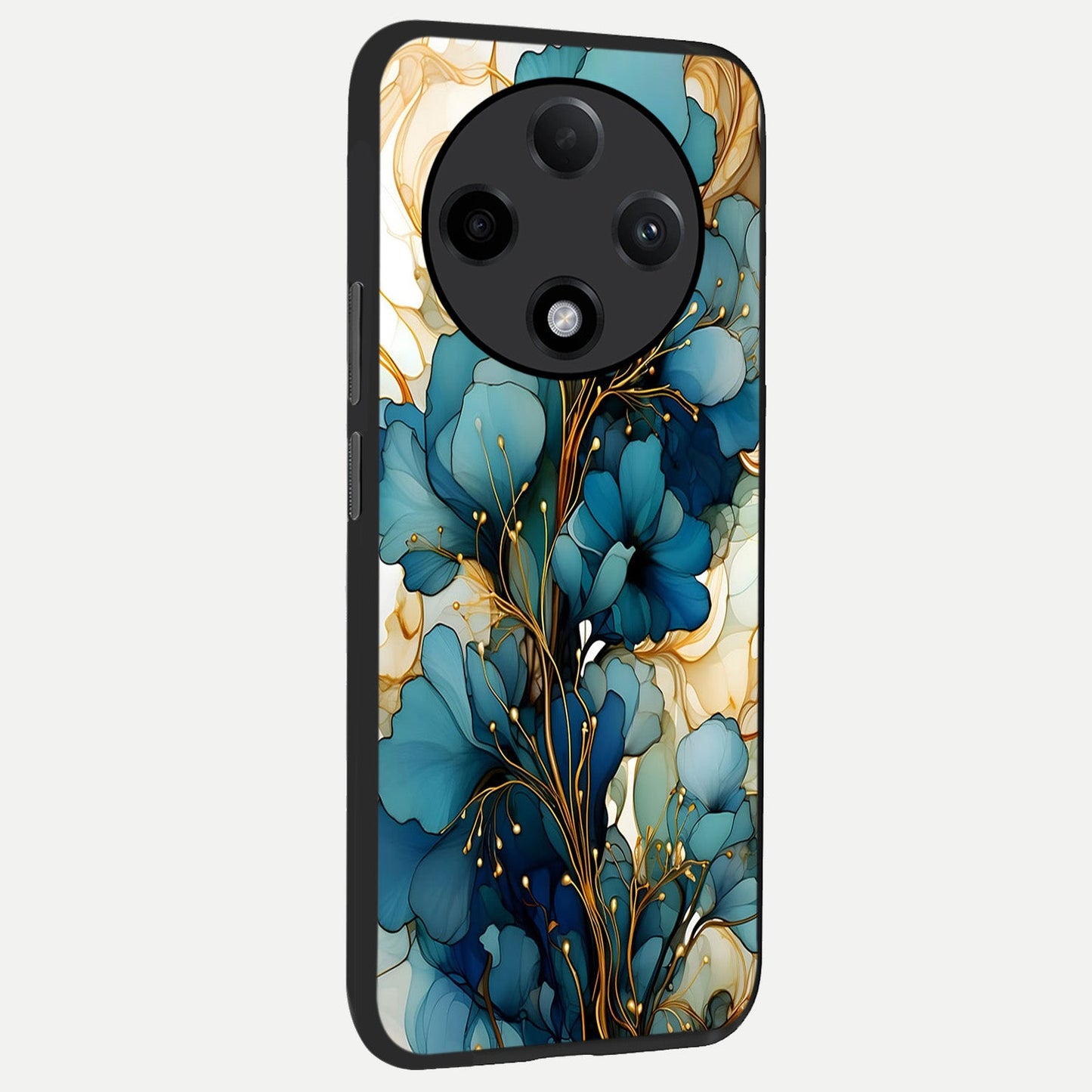  Golden Bloom Symphony back cover For Oppo F27 Pro Plus slim fit glass case with vibrant aesthetic design