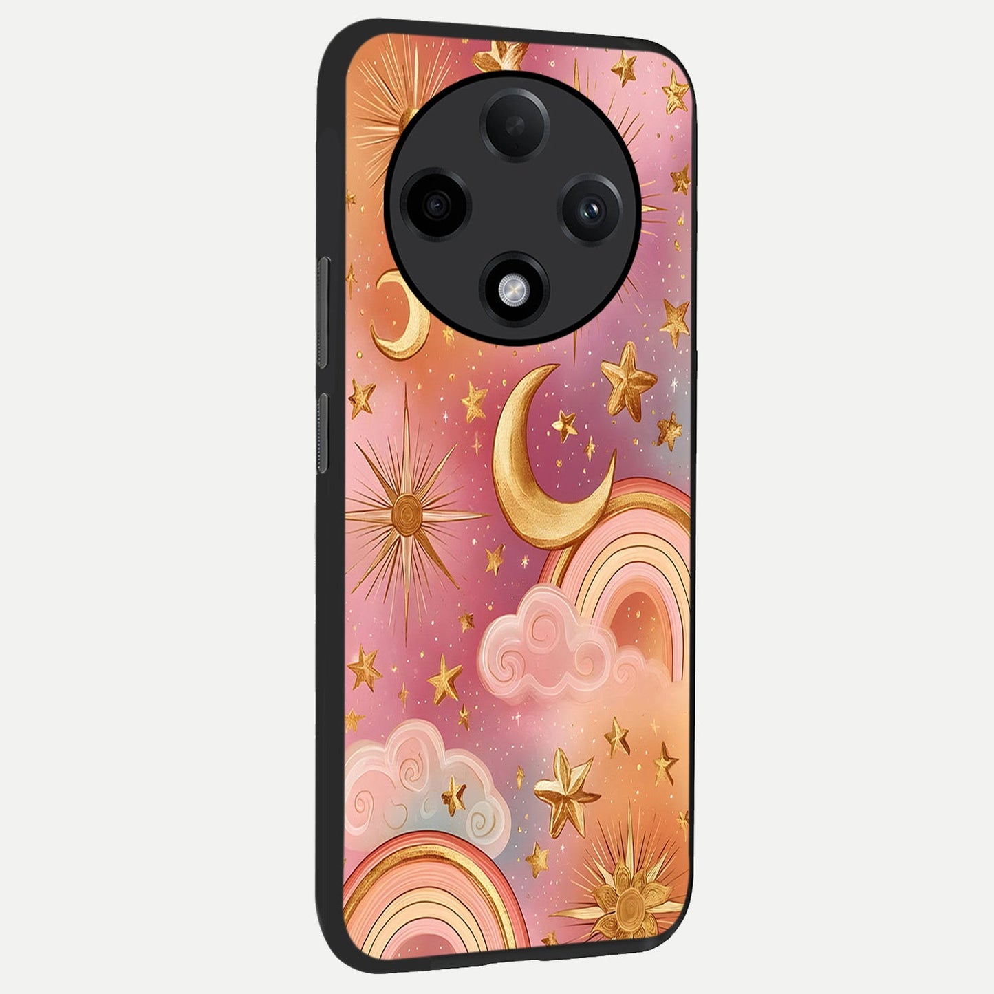  Golden Celestial Dreams back cover For Oppo F27 Pro Plus slim fit glass case with vibrant aesthetic design