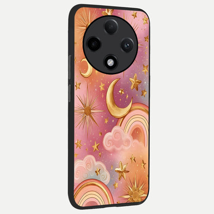  Golden Celestial Dreams back cover For Oppo F27 Pro Plus slim fit glass case with vibrant aesthetic design