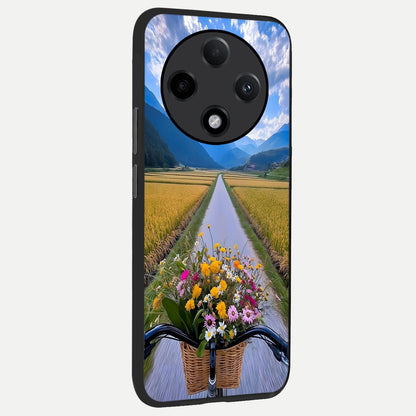  Golden Field Journey back cover For Oppo F27 Pro Plus slim fit glass case with vibrant aesthetic design