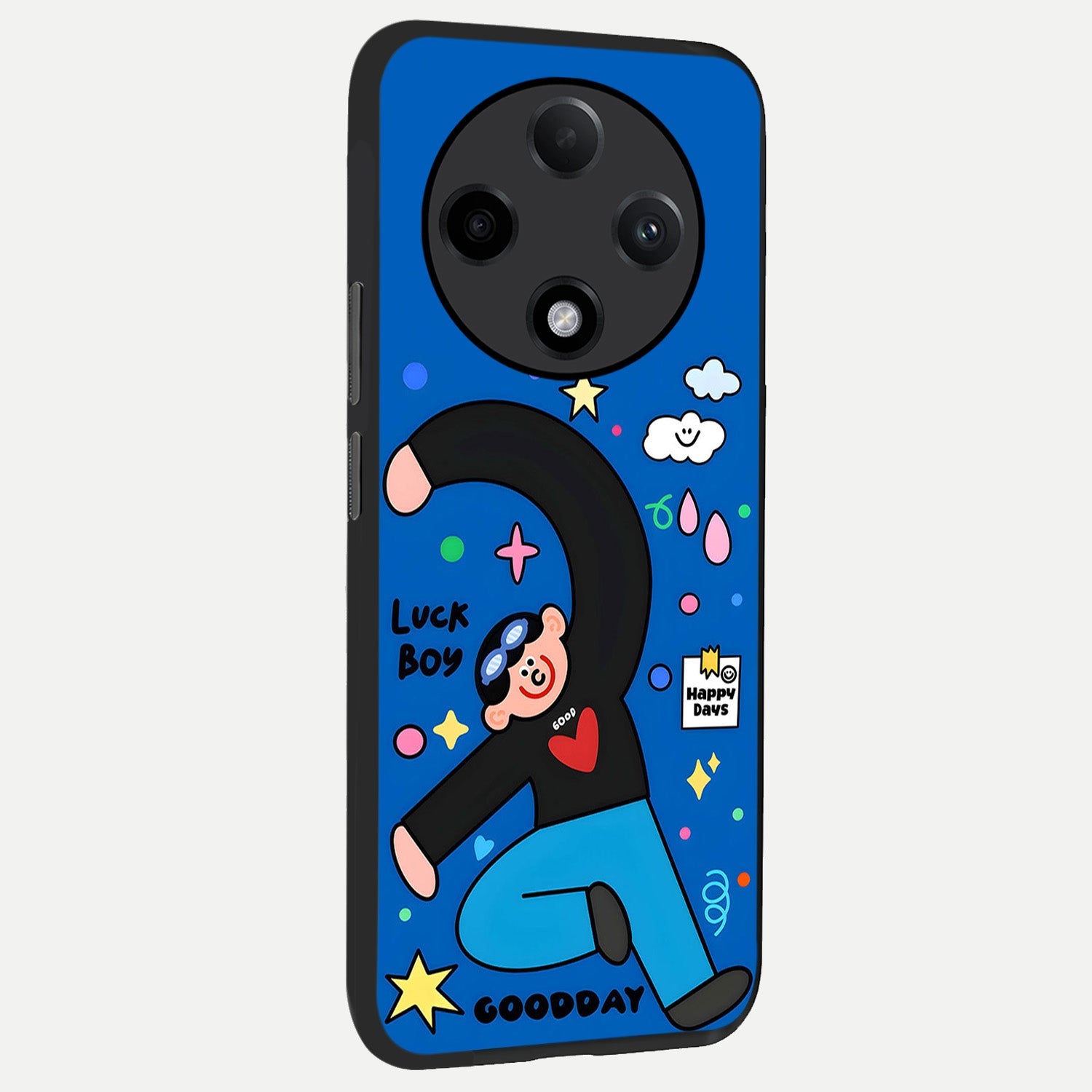  Happy Luck Vibe back cover For Oppo F27 Pro Plus slim fit glass case with vibrant aesthetic design