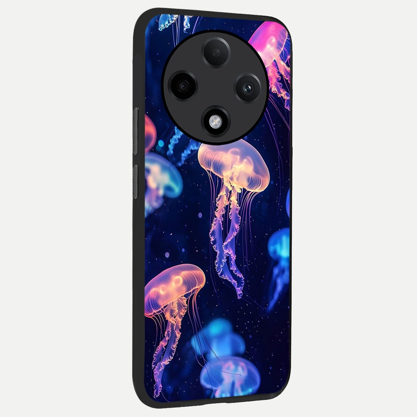  Jellyfish Pattern back cover For Oppo F27 Pro Plus slim fit glass case with vibrant aesthetic design