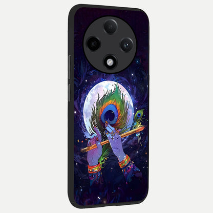  Krishna Hands Art back cover For Oppo F27 Pro Plus slim fit glass case with vibrant aesthetic design