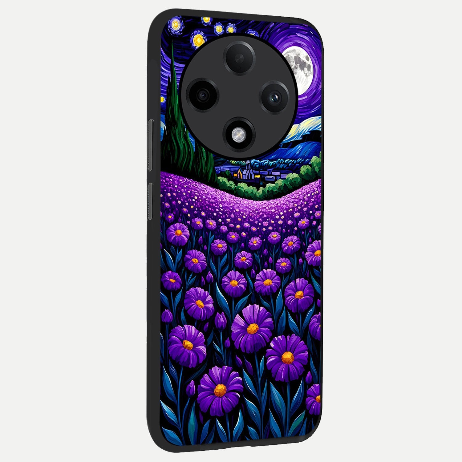  Lavender Moon Field back cover For Oppo F27 Pro Plus slim fit glass case with vibrant aesthetic design