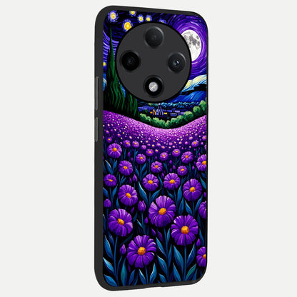  Lavender Moon Field back cover For Oppo F27 Pro Plus slim fit glass case with vibrant aesthetic design