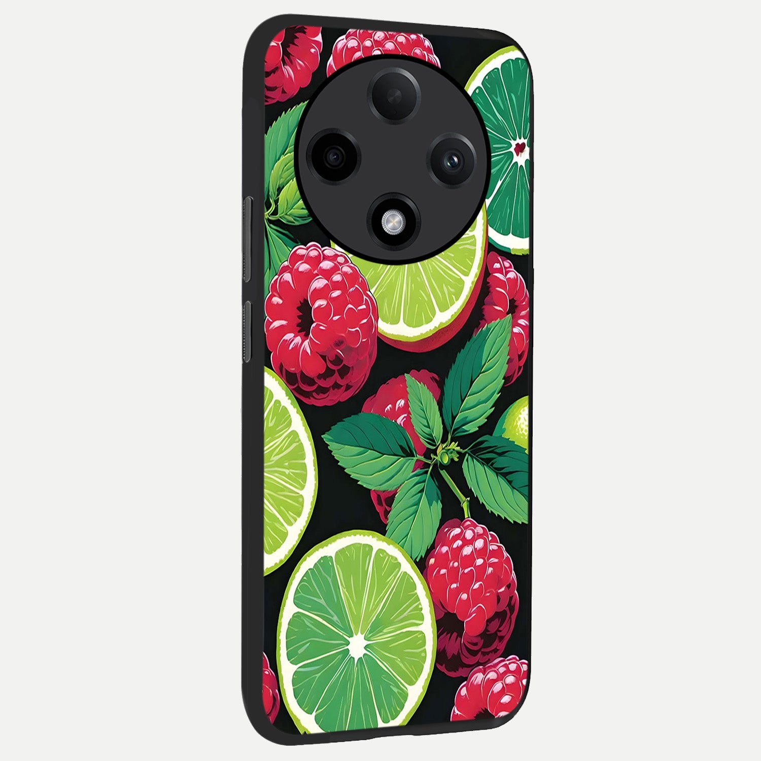  Lime and Raspberry Pattern back cover For Oppo F27 Pro Plus slim fit glass case with vibrant aesthetic design