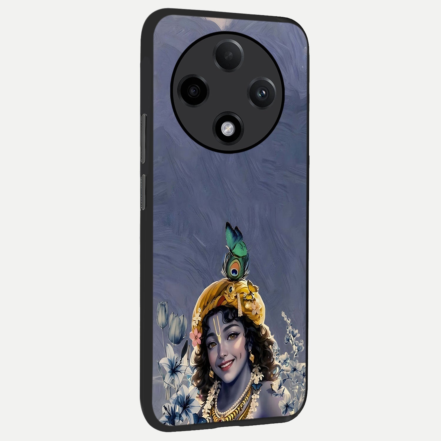  Lord Krishna back cover For Oppo F27 Pro Plus slim fit glass case with vibrant aesthetic design