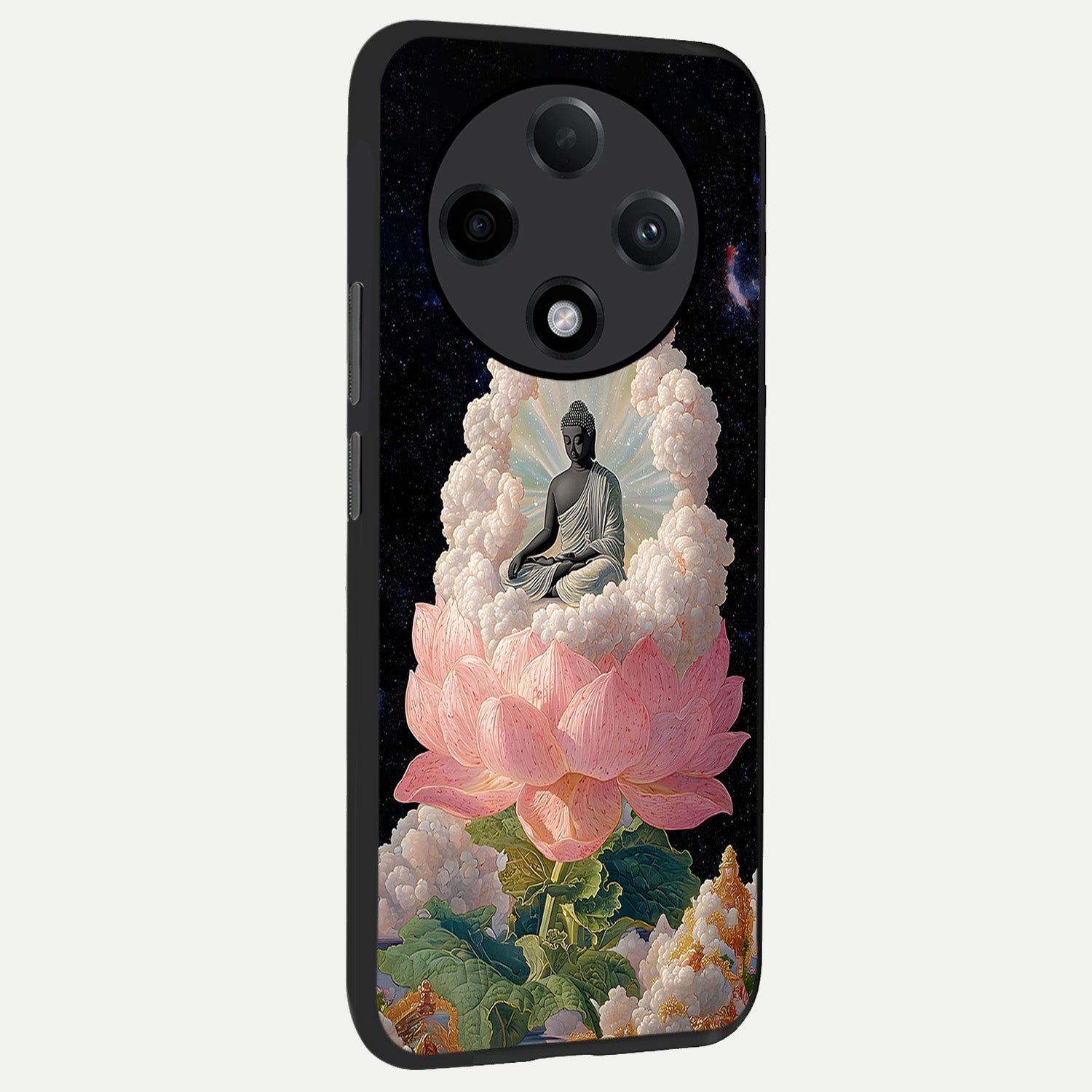  Lotus Divine Peace back cover For Oppo F27 Pro Plus slim fit glass case with vibrant aesthetic design
