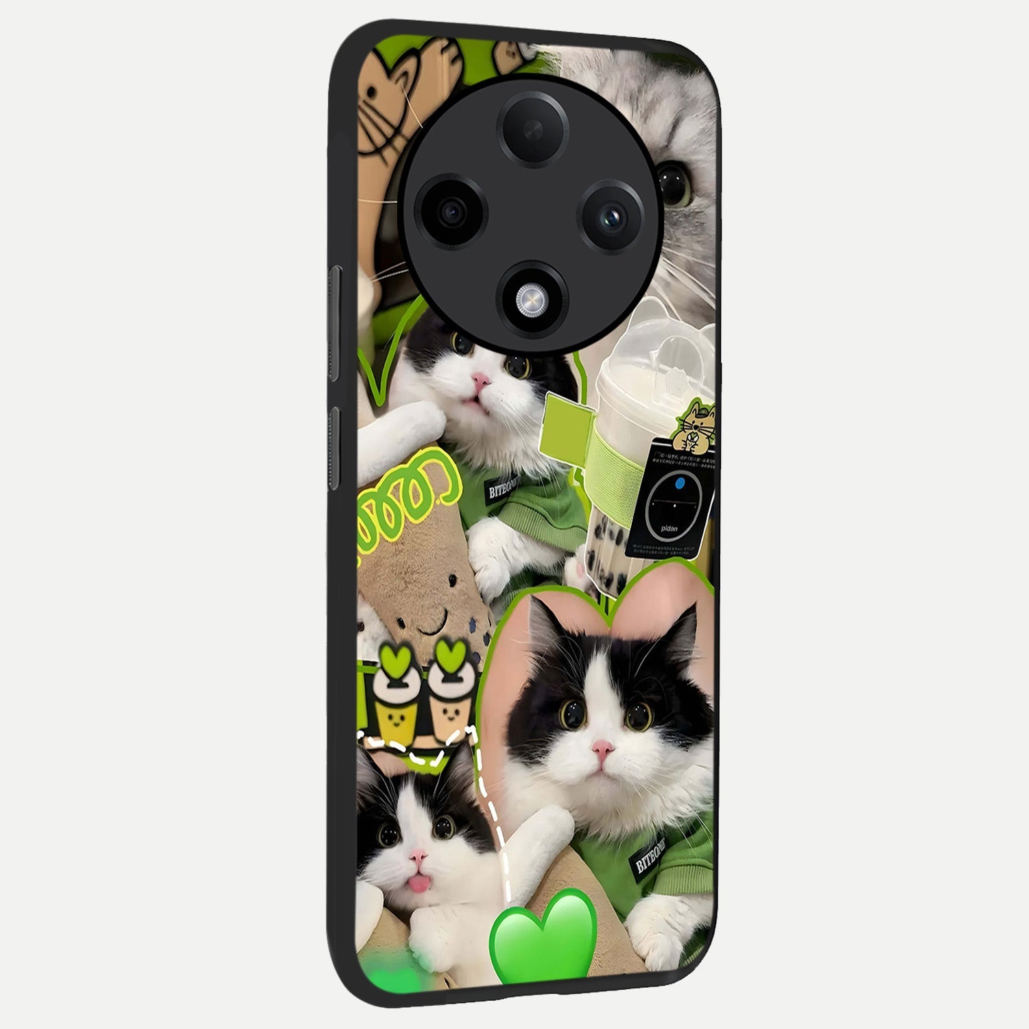  Matcha Cats Mood back cover For Oppo F27 Pro Plus slim fit glass case with vibrant aesthetic design