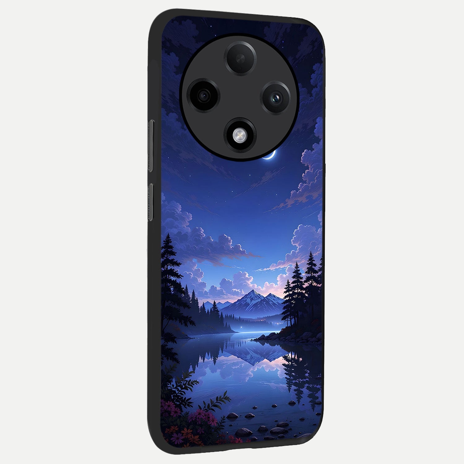  Midnight Lake Peace back cover For Oppo F27 Pro Plus slim fit glass case with vibrant aesthetic design