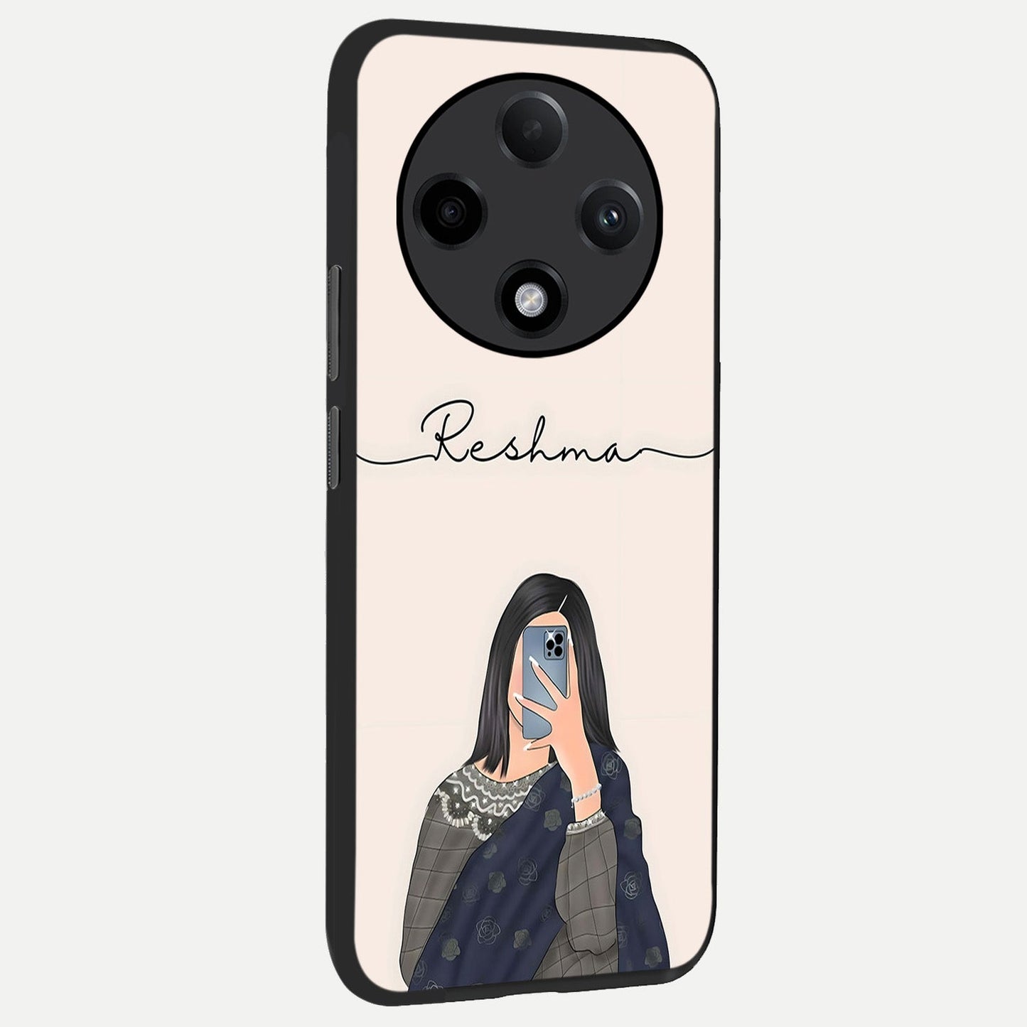 Mirror Mood Muse With Custom Name back cover For Oppo F27 Pro Plus slim fit glass case with vibrant aesthetic design