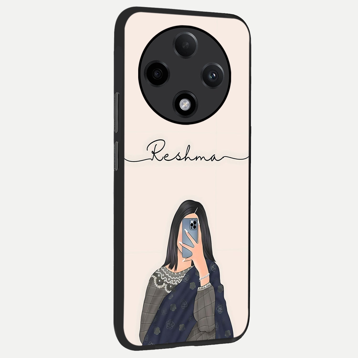  Mirror Mood Muse With Custom Name back cover For Oppo F27 Pro Plus slim fit glass case with vibrant aesthetic design