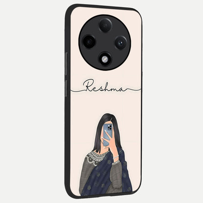  Mirror Mood Muse With Custom Name back cover For Oppo F27 Pro Plus slim fit glass case with vibrant aesthetic design