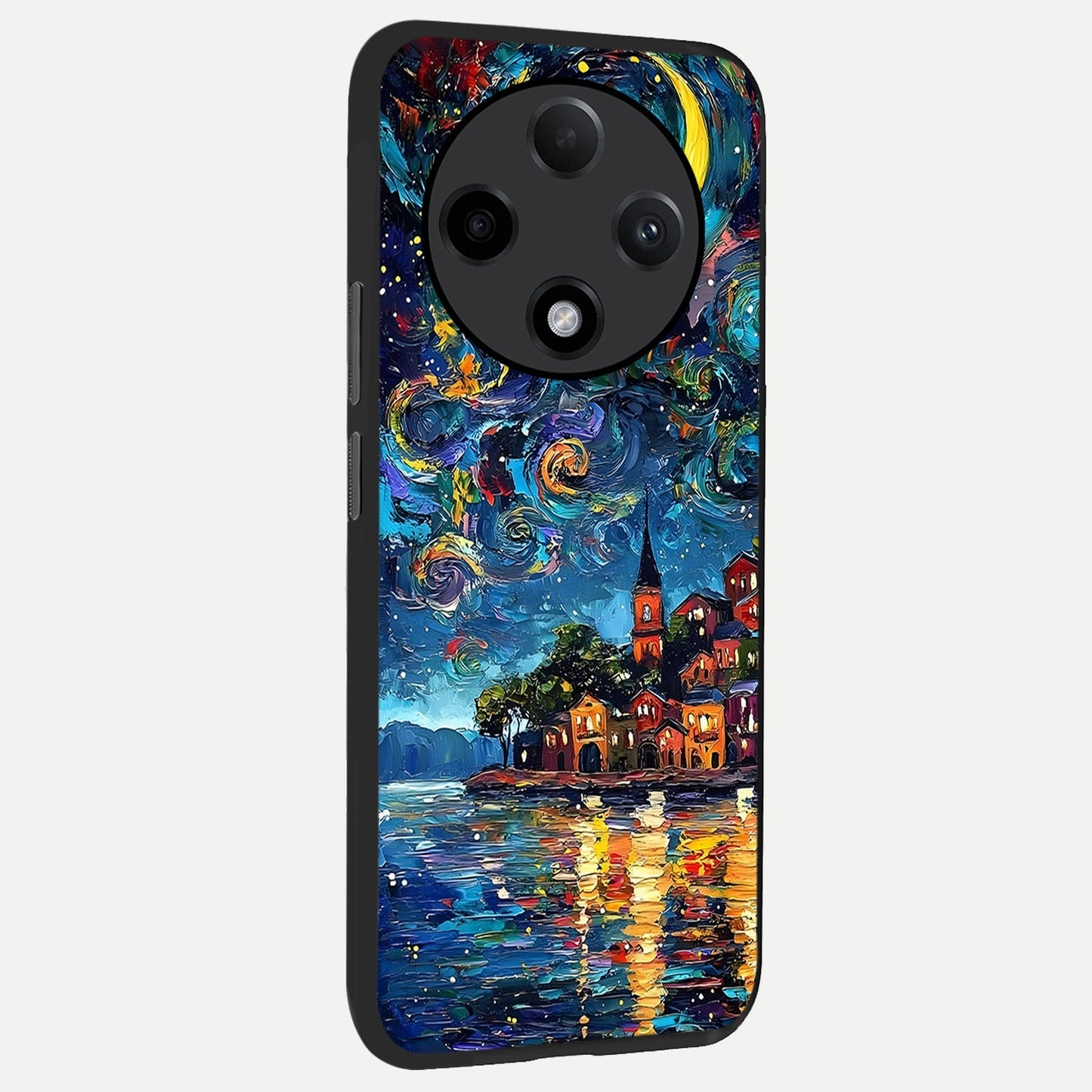  Moonlight Harbor Glow back cover For Oppo F27 Pro Plus slim fit glass case with vibrant aesthetic design