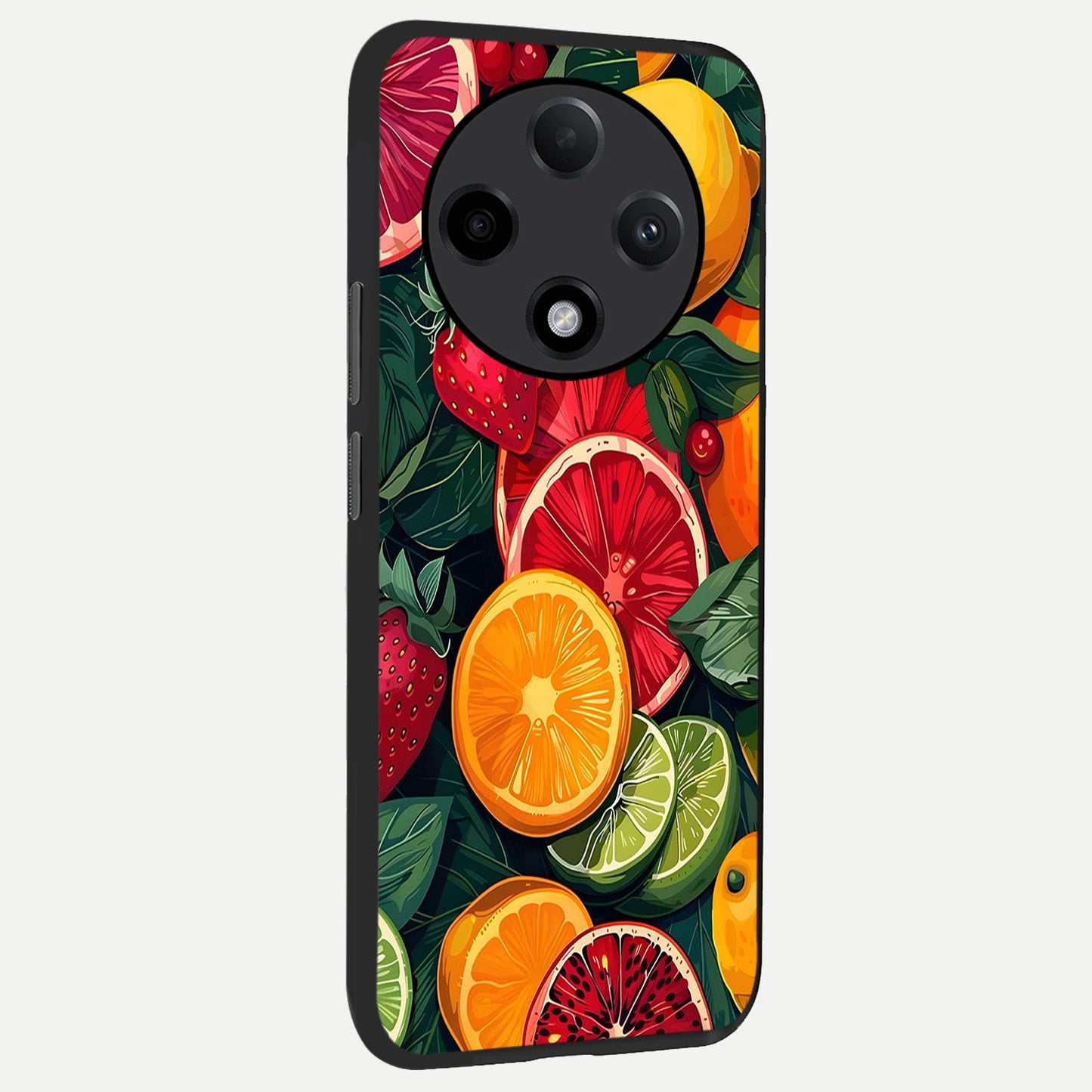  Multiple Fruits back cover For Oppo F27 Pro Plus slim fit glass case with vibrant aesthetic design