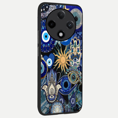  Mystic Blue Evil Eye back cover For Oppo F27 Pro Plus slim fit glass case with vibrant aesthetic design