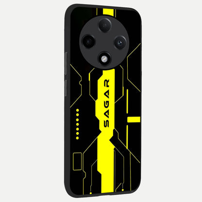  Neon CYBERPUNK Custom Name back cover For Oppo F27 Pro Plus slim fit glass case with vibrant aesthetic design