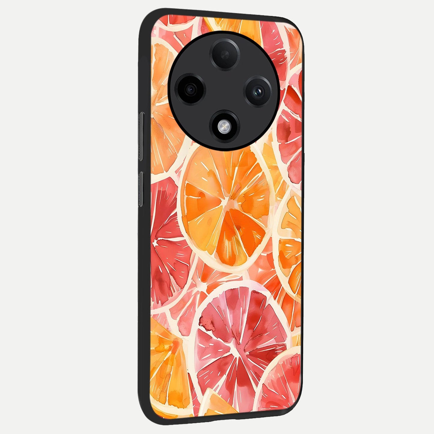  Orange Fruits Pattern back cover For Oppo F27 Pro Plus slim fit glass case with vibrant aesthetic design