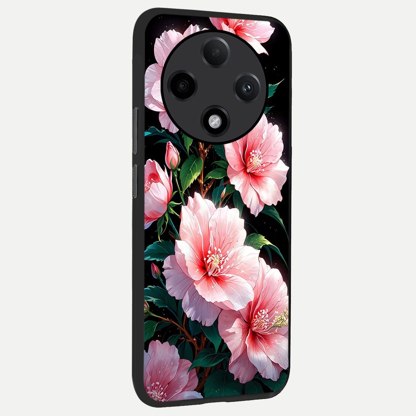  Peach Flower back cover For Oppo F27 Pro Plus slim fit glass case with vibrant aesthetic design