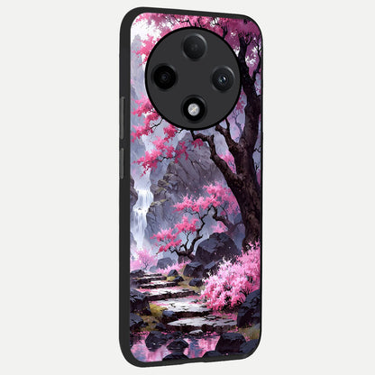  Pink Sunflower Glow back cover For Oppo F27 Pro Plus slim fit glass case with vibrant aesthetic design