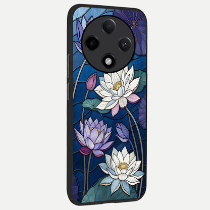  Purple Lotus Stained back cover For Oppo F27 Pro Plus slim fit glass case with vibrant aesthetic design
