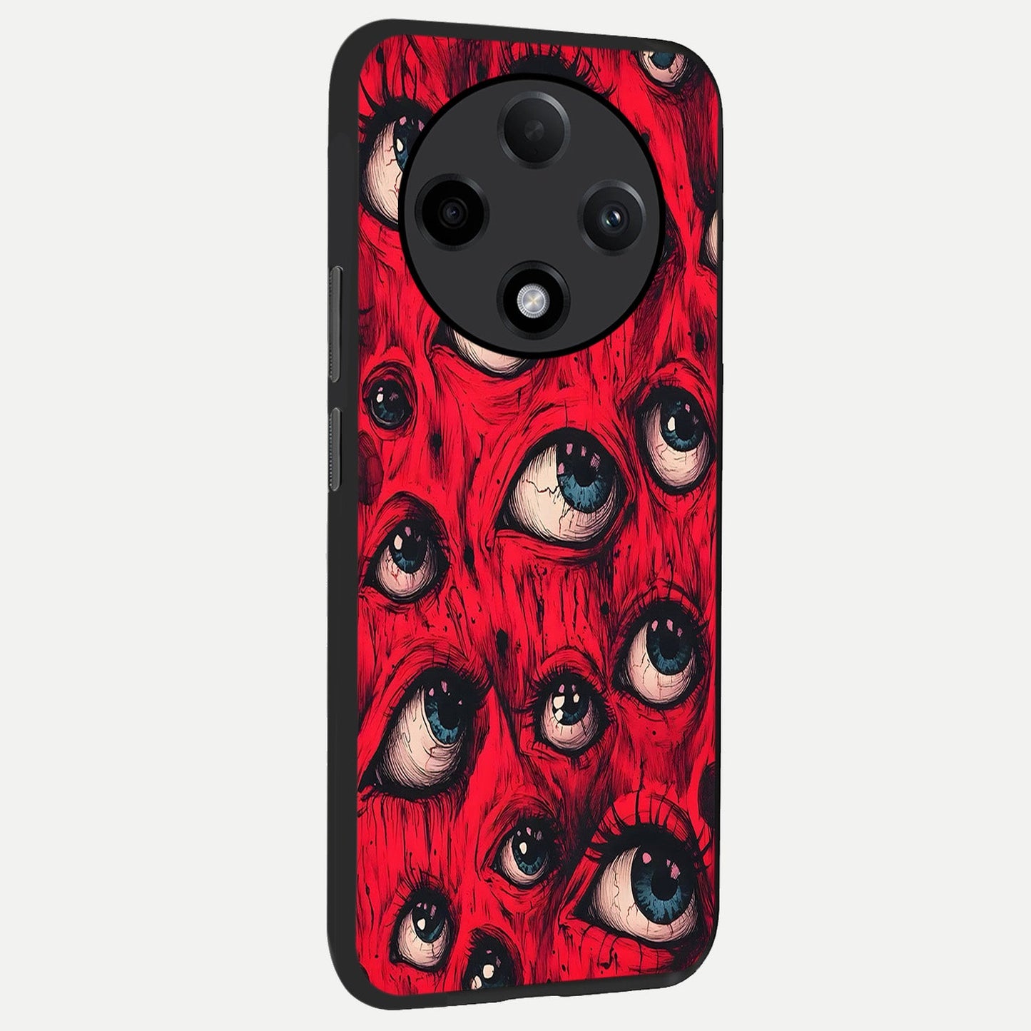  Red Eyes Pattern back cover For Oppo F27 Pro Plus slim fit glass case with vibrant aesthetic design