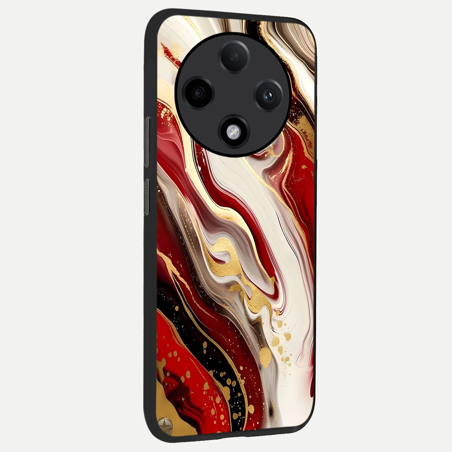  Red And White Marble back cover For Oppo F27 Pro Plus slim fit glass case with vibrant aesthetic design