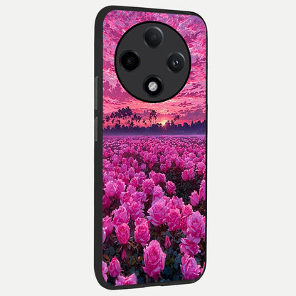  Rose Sunset Valley back cover For Oppo F27 Pro Plus slim fit glass case with vibrant aesthetic design